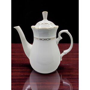 vintage baum bros formalities fine bohemian porcelain white gold pattern tea pot